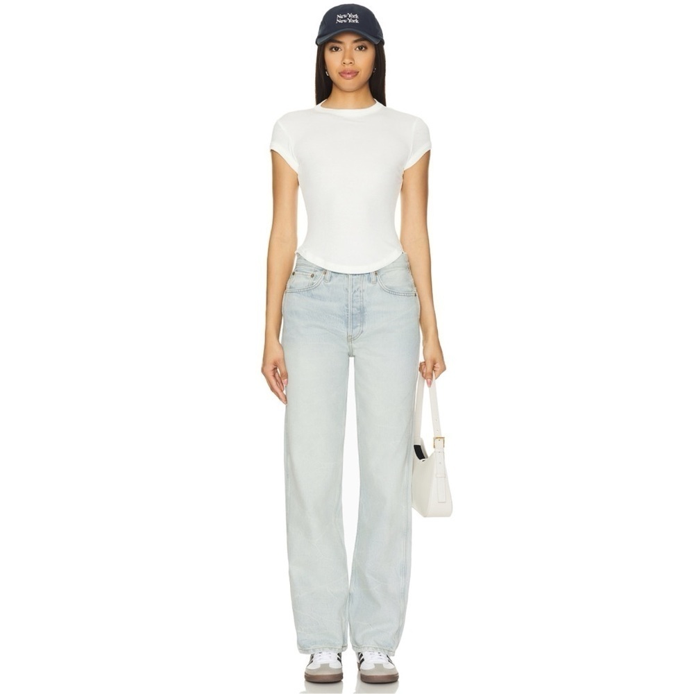 NWT RE/DONE Low-Rise Wide-Leg Loose Crop Jeans Light Blue 24
